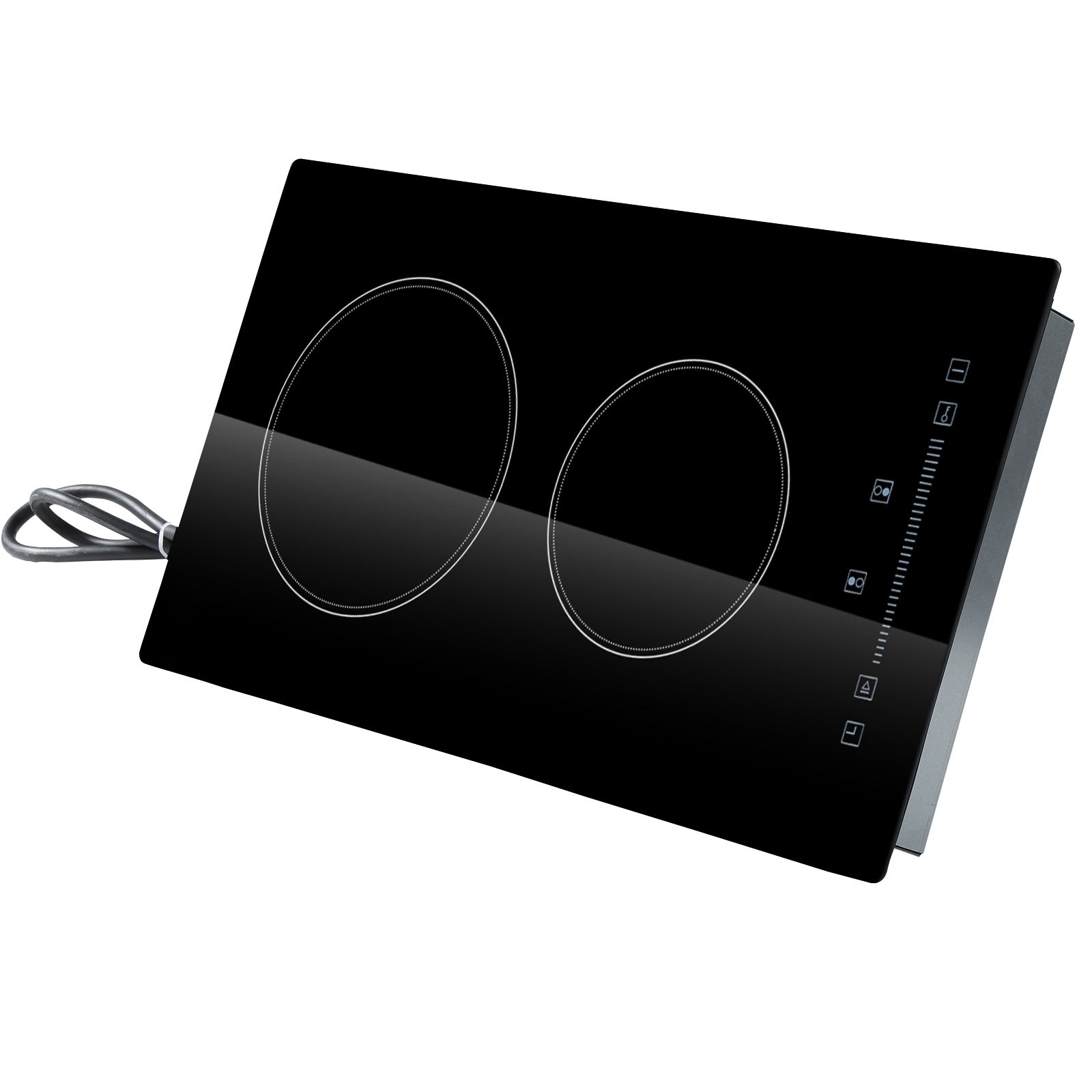 Built in Electric Stove Top, 20 x 11.6 inch 2 Burners, 110V Glass Radiant Cooktop with Sensor Touch Control, Timer & Child Lock Included, 9 Power Levels for Simmer Steam Slow Cook Fry