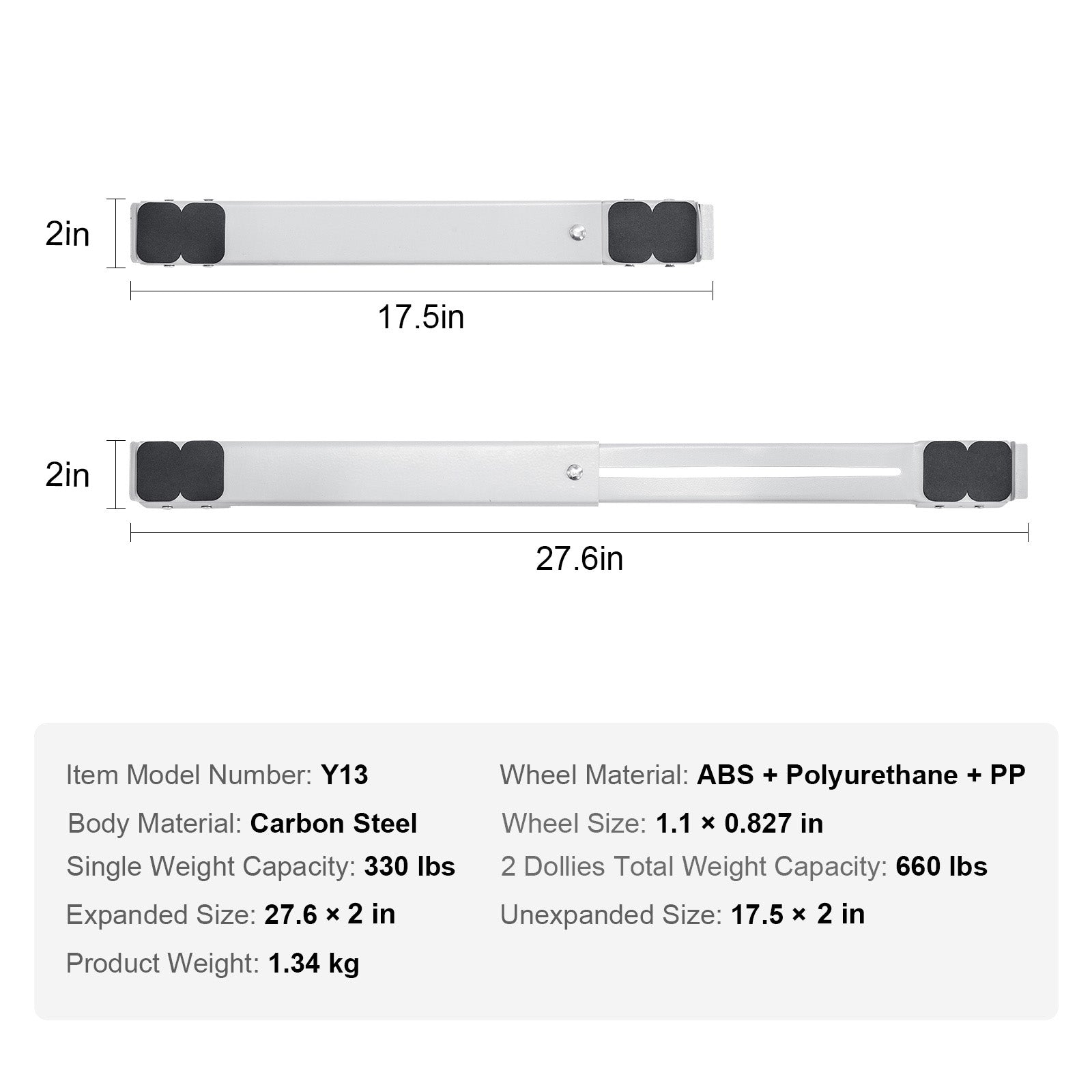 Heavy Duty Furniture Appliances Rollers, 660 lbs Total Load, Extendable Appliance Rollers Mobile Washing Machine Base, Fridge Stand Dolly Movers for Refrigerators, Dryers, Dishwashers, White