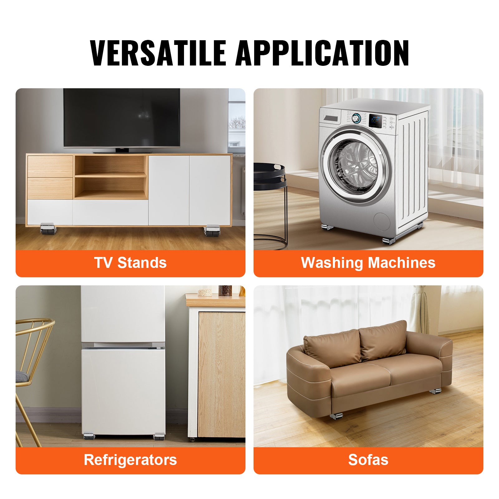 Heavy Duty Furniture Appliances Rollers, 660 lbs Total Load, Extendable Appliance Rollers Mobile Washing Machine Base, Fridge Stand Dolly Movers for Refrigerators, Dryers, Dishwashers, White