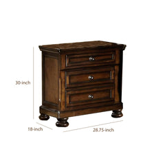 Classic Wooden Night Stand with 2 Drawers Brown