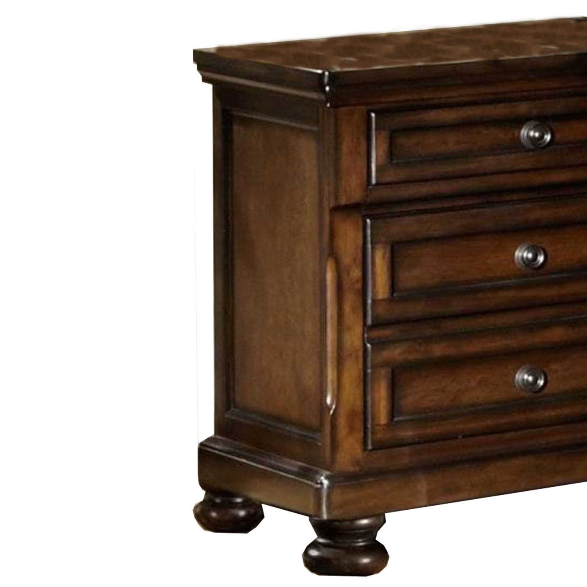 Classic Wooden Night Stand with 2 Drawers Brown