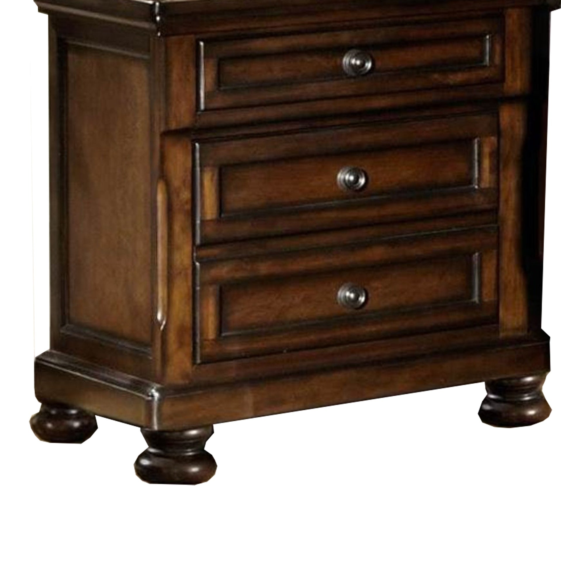 Classic Wooden Night Stand with 2 Drawers Brown