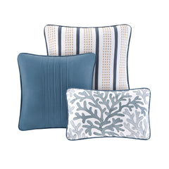Brushed Microfiber Quilt Set with Throw Pillows Blue King