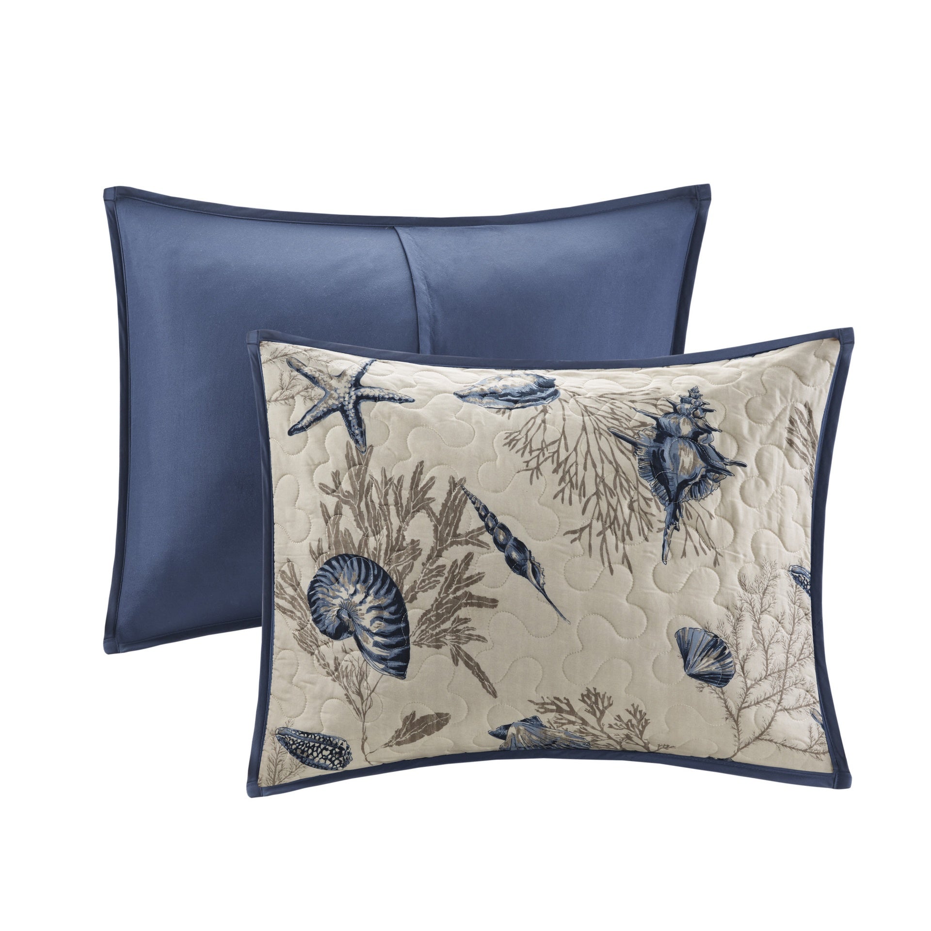 Brushed Microfiber Quilt Set with Throw Pillows Blue King
