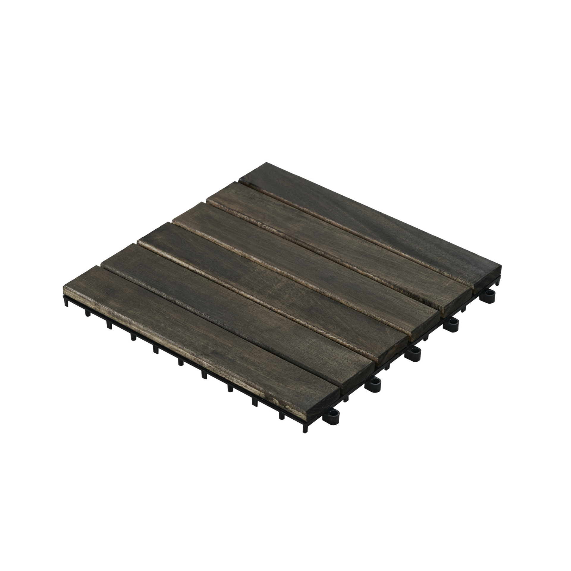 30 PCS Interlocking Deck Tiles Striped Pattern, 12" x 12" Dark Brown Square Acacia Hardwood Outdoor Flooring for Patio, Bancony, Pool Side,...
