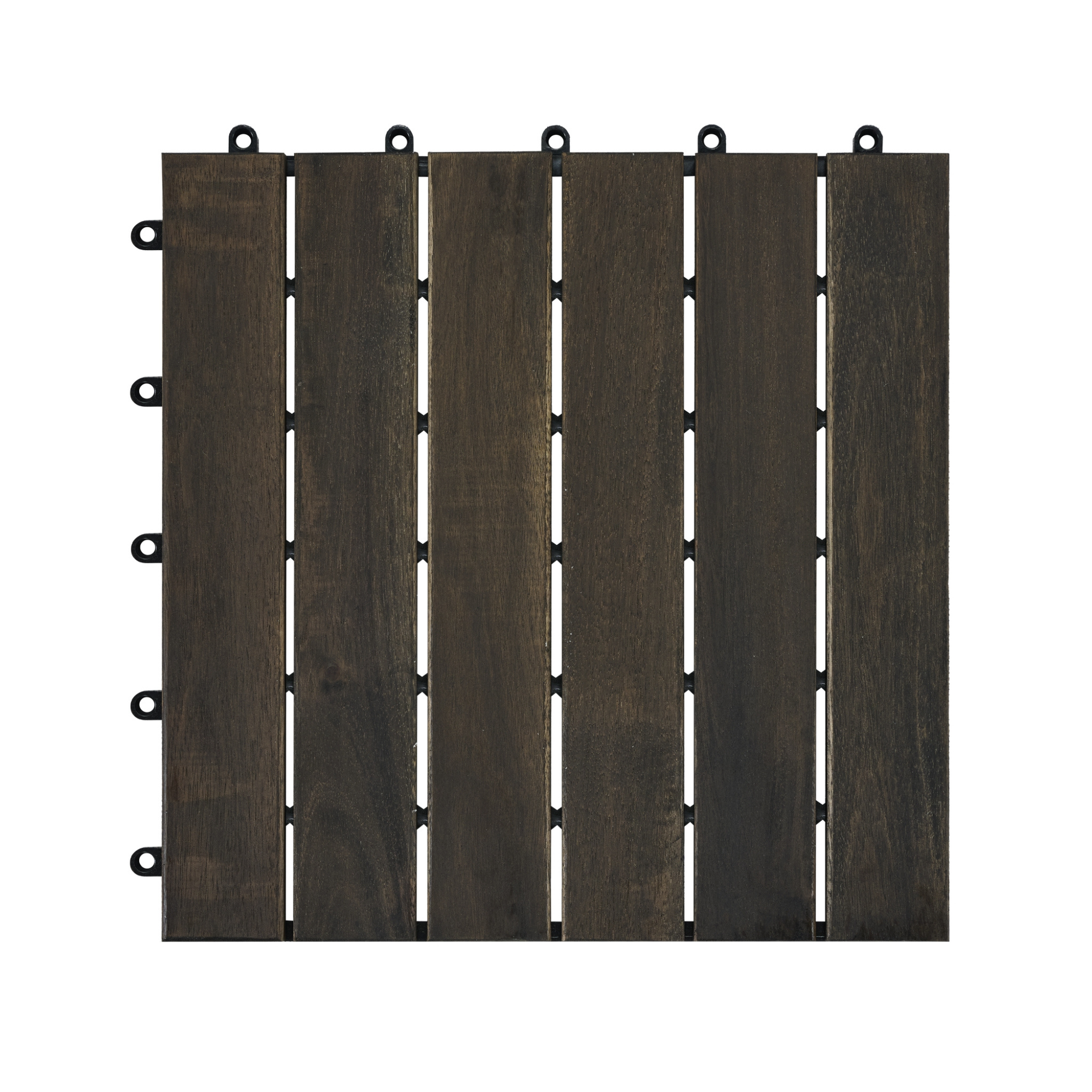 30 PCS Interlocking Deck Tiles Striped Pattern, 12" x 12" Dark Brown Square Acacia Hardwood Outdoor Flooring for Patio, Bancony, Pool Side,...