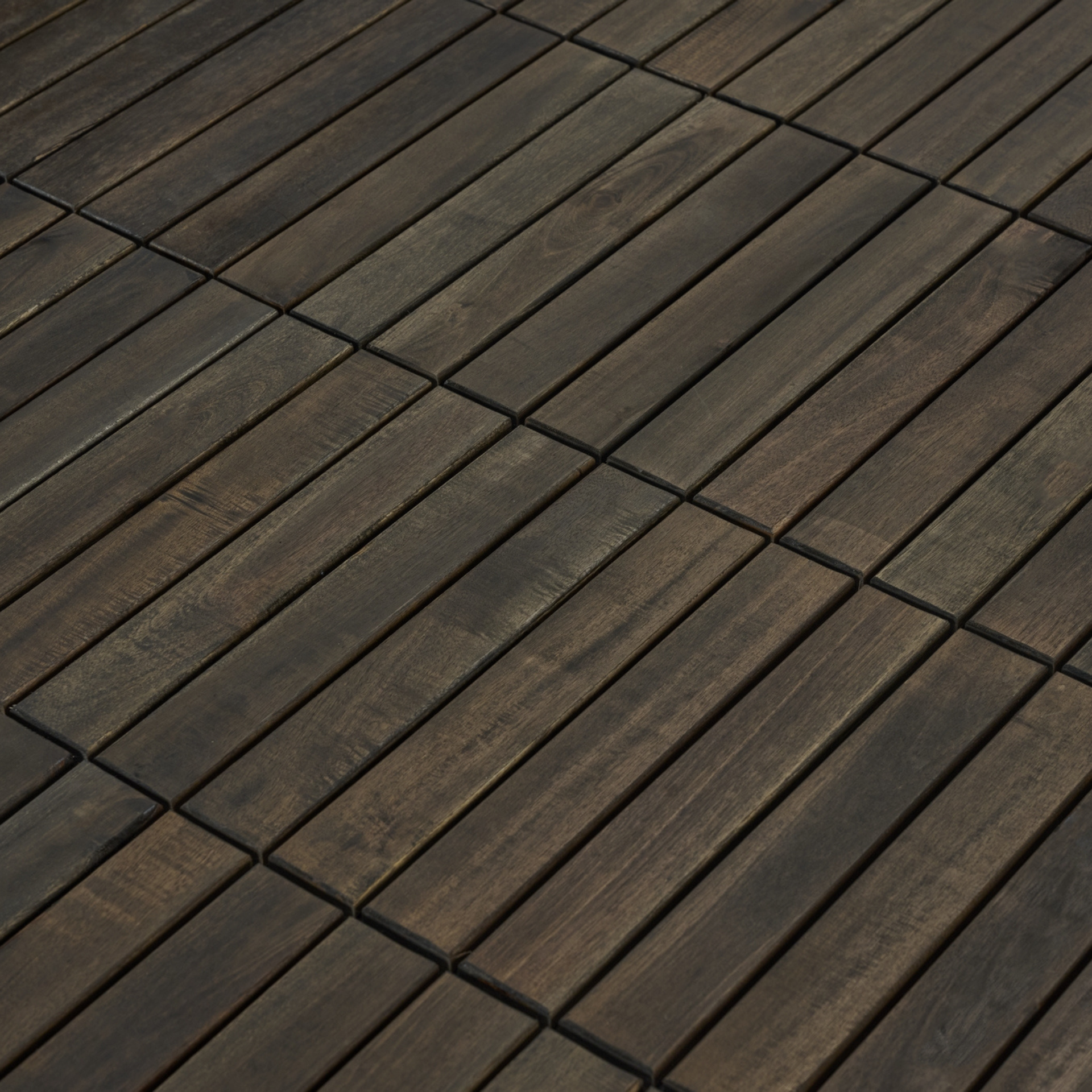 30 PCS Interlocking Deck Tiles Striped Pattern, 12" x 12" Dark Brown Square Acacia Hardwood Outdoor Flooring for Patio, Bancony, Pool Side,...
