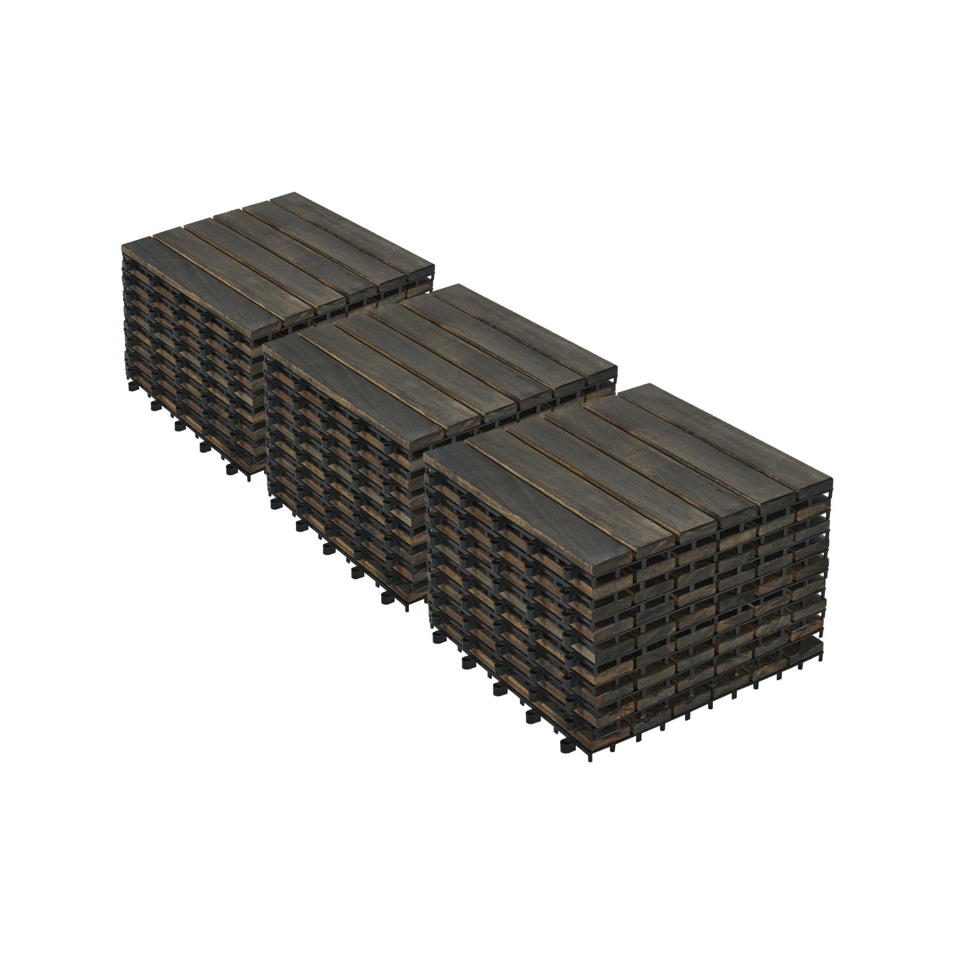 30 PCS Interlocking Deck Tiles Striped Pattern, 12" x 12" Dark Brown Square Acacia Hardwood Outdoor Flooring for Patio, Bancony, Pool Side,...