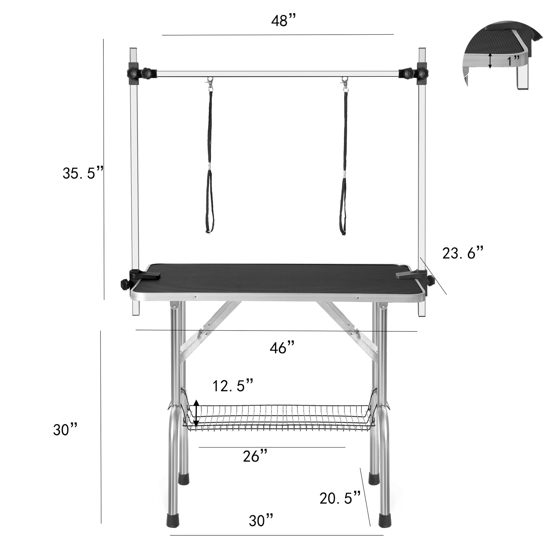 Professional Dog Pet Grooming Table Large Adjustable Heavy Duty Portable w/Arm & Noose & Mesh Tray