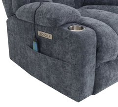 Omarion Blue Chenille Power Motion Recliner with Lift, Heating & Massage Function