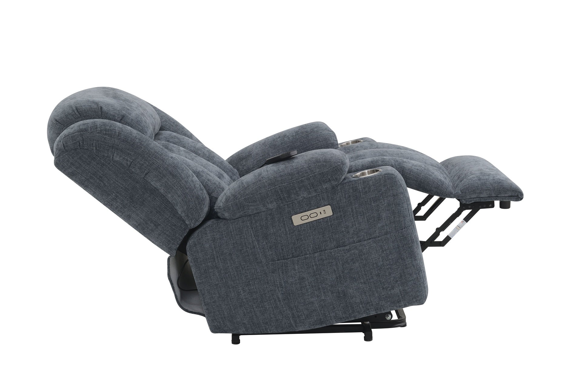 Omarion Blue Chenille Power Motion Recliner with Lift, Heating & Massage Function