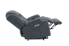 Omarion Blue Chenille Power Motion Recliner with Lift, Heating & Massage Function
