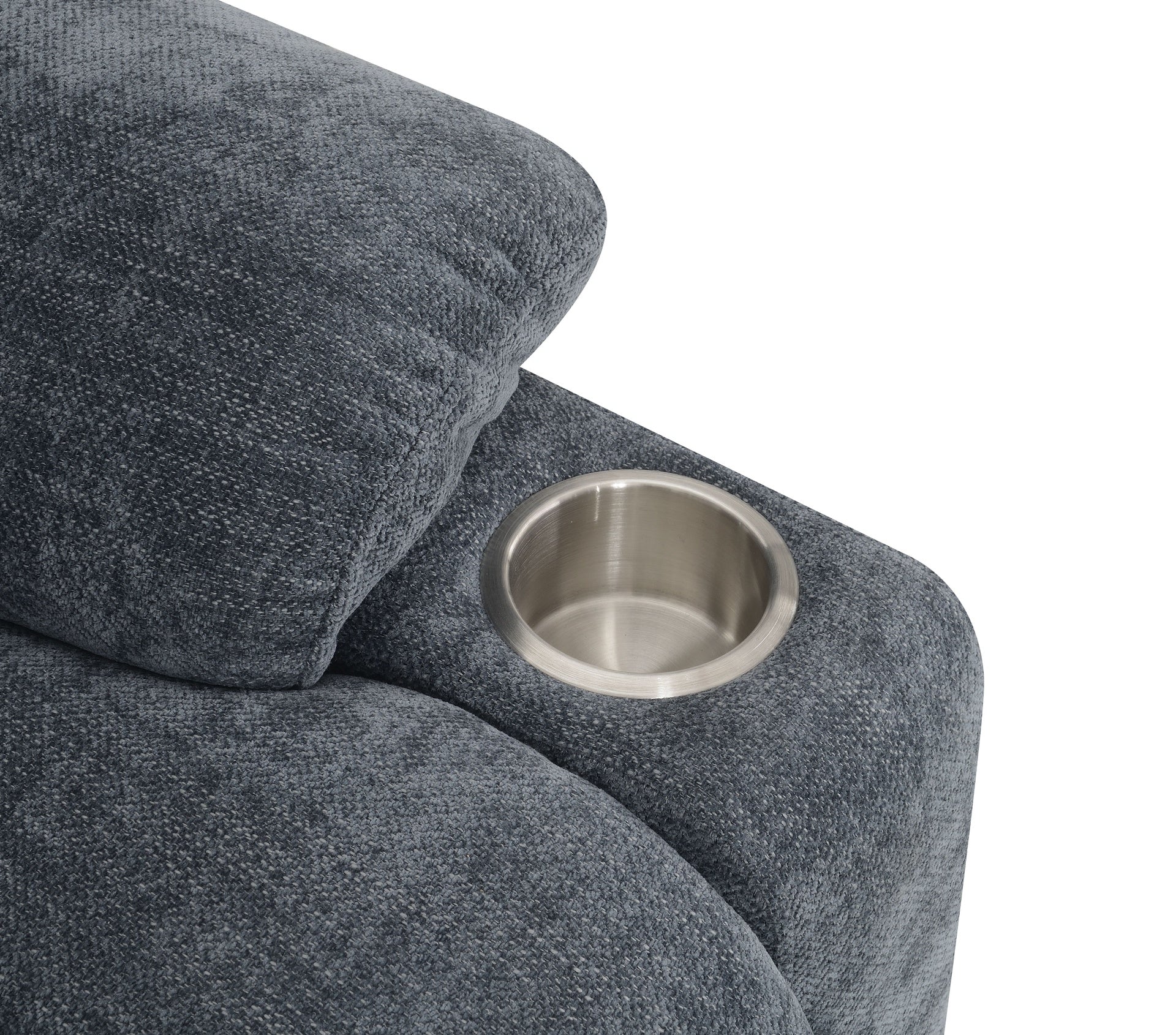 Omarion Blue Chenille Power Motion Recliner with Lift, Heating & Massage Function