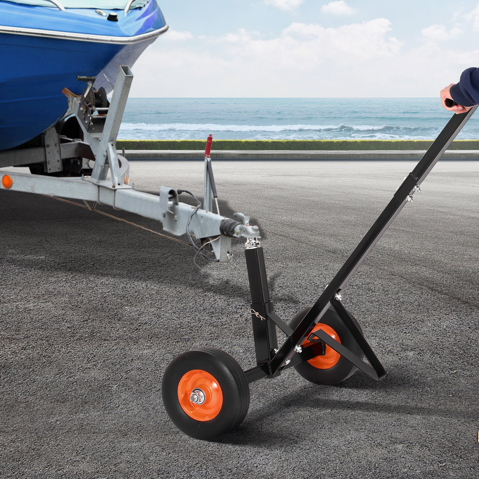 600lbs Trailer Dolly 16.5 and 22 inAdjustable Height 1-7/8 in Ball Solid Tires
