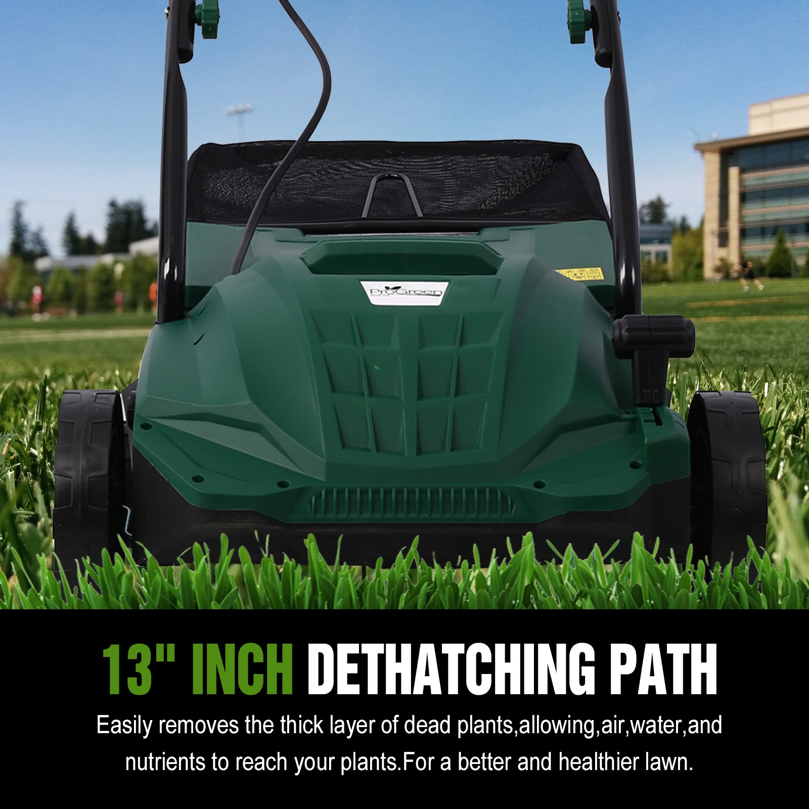 Garden Scarifier, 2-in-1 13INCH Dethatcher Scarifier,12 Amp Electric Lawn Dethatcher,Removable Collection Bag extra large 31.7QT, CUS Certificated