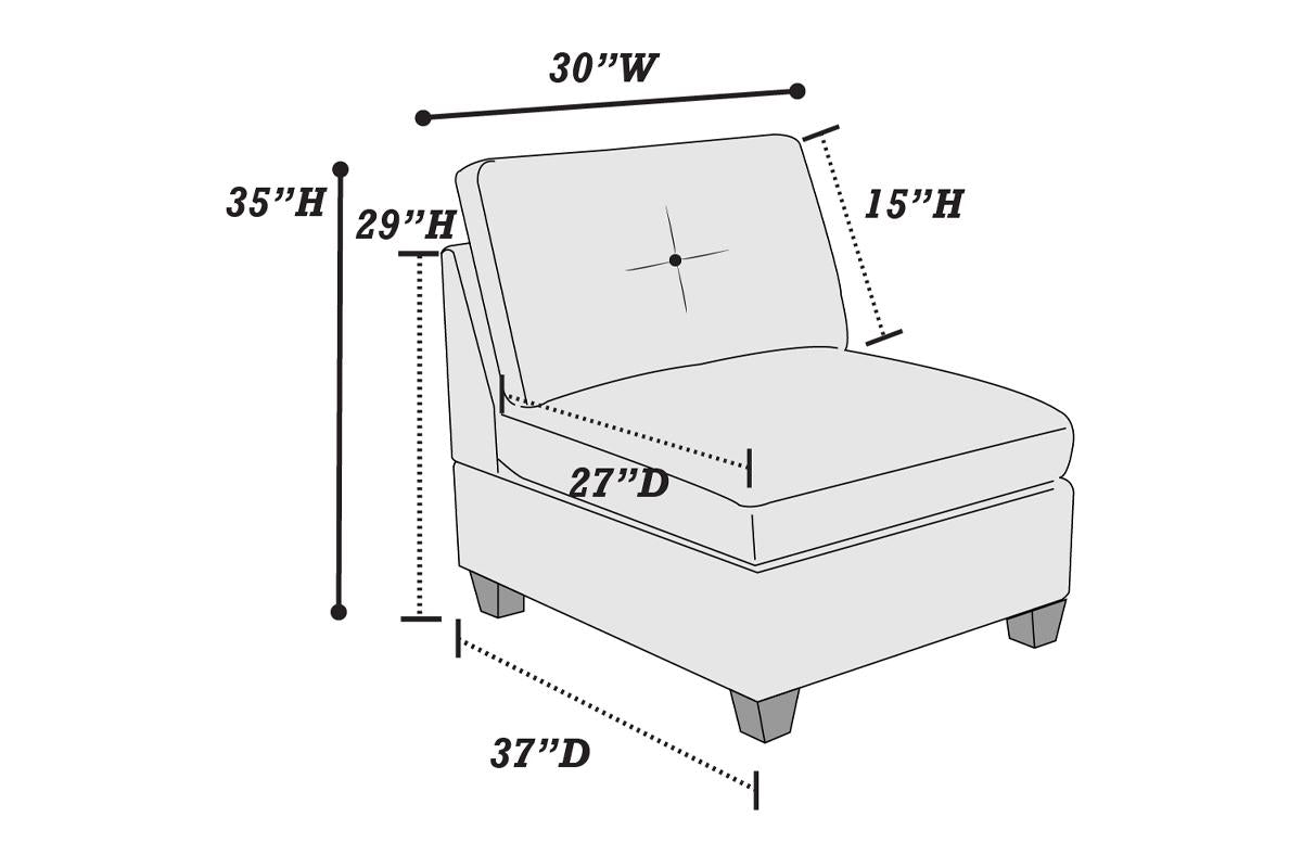 Modular Living Room Furniture Armless Chair Ash Chenille Fabric 1pc Cushion Armless Chair Couch.