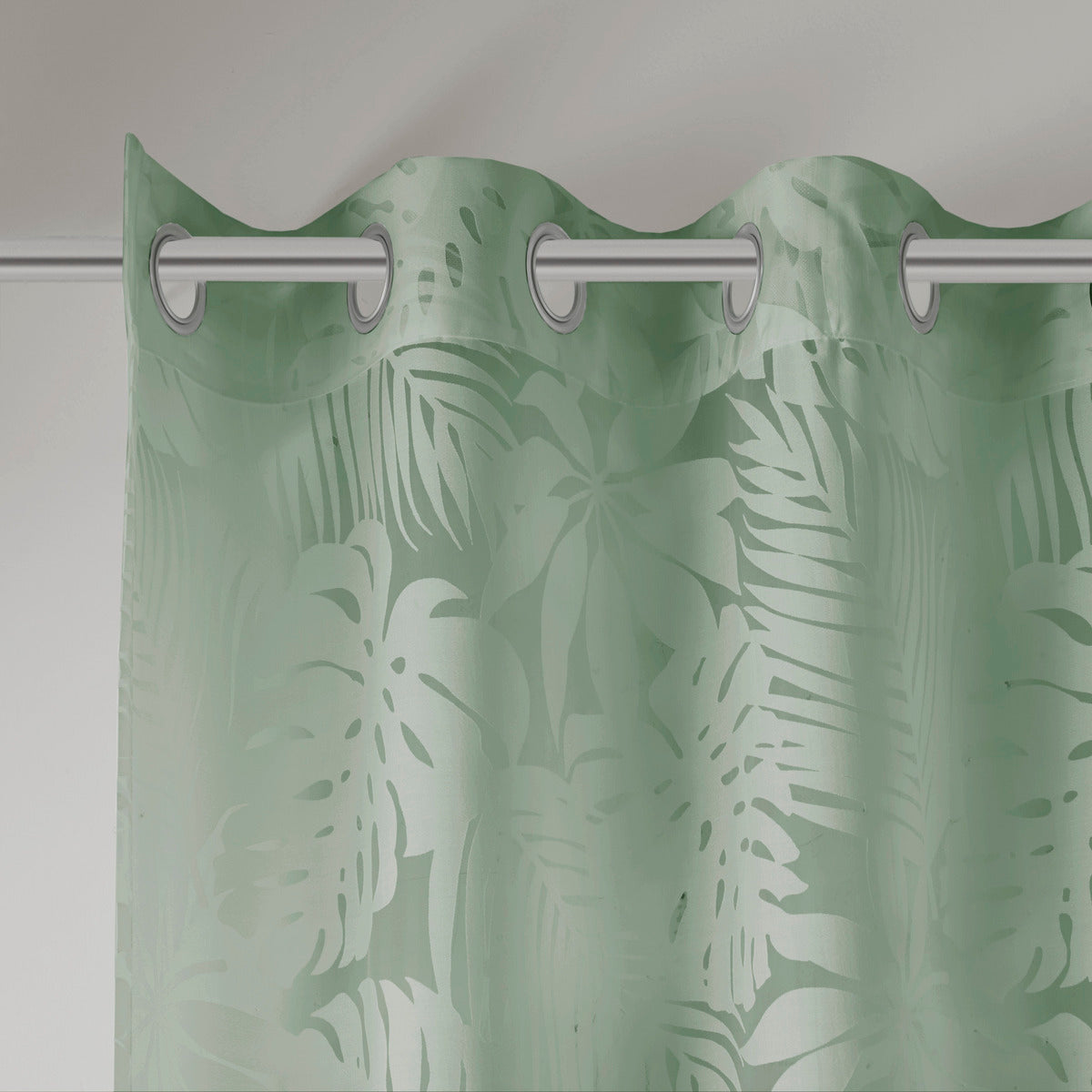 Palm Leaf Burnout Window Sheer Sage Green 50x84"