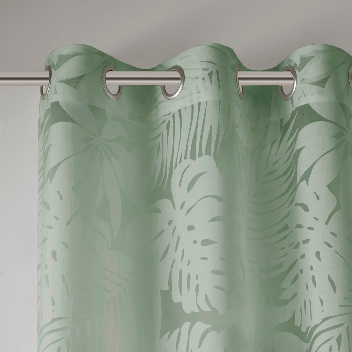 Palm Leaf Burnout Window Sheer Sage Green 50x84"
