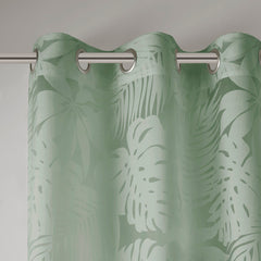 Palm Leaf Burnout Window Sheer Sage Green 50x84"