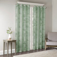 Palm Leaf Burnout Window Sheer Sage Green 50x84"