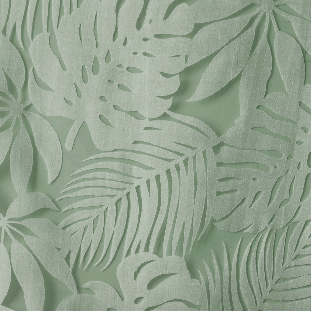 Palm Leaf Burnout Window Sheer Sage Green 50x84"