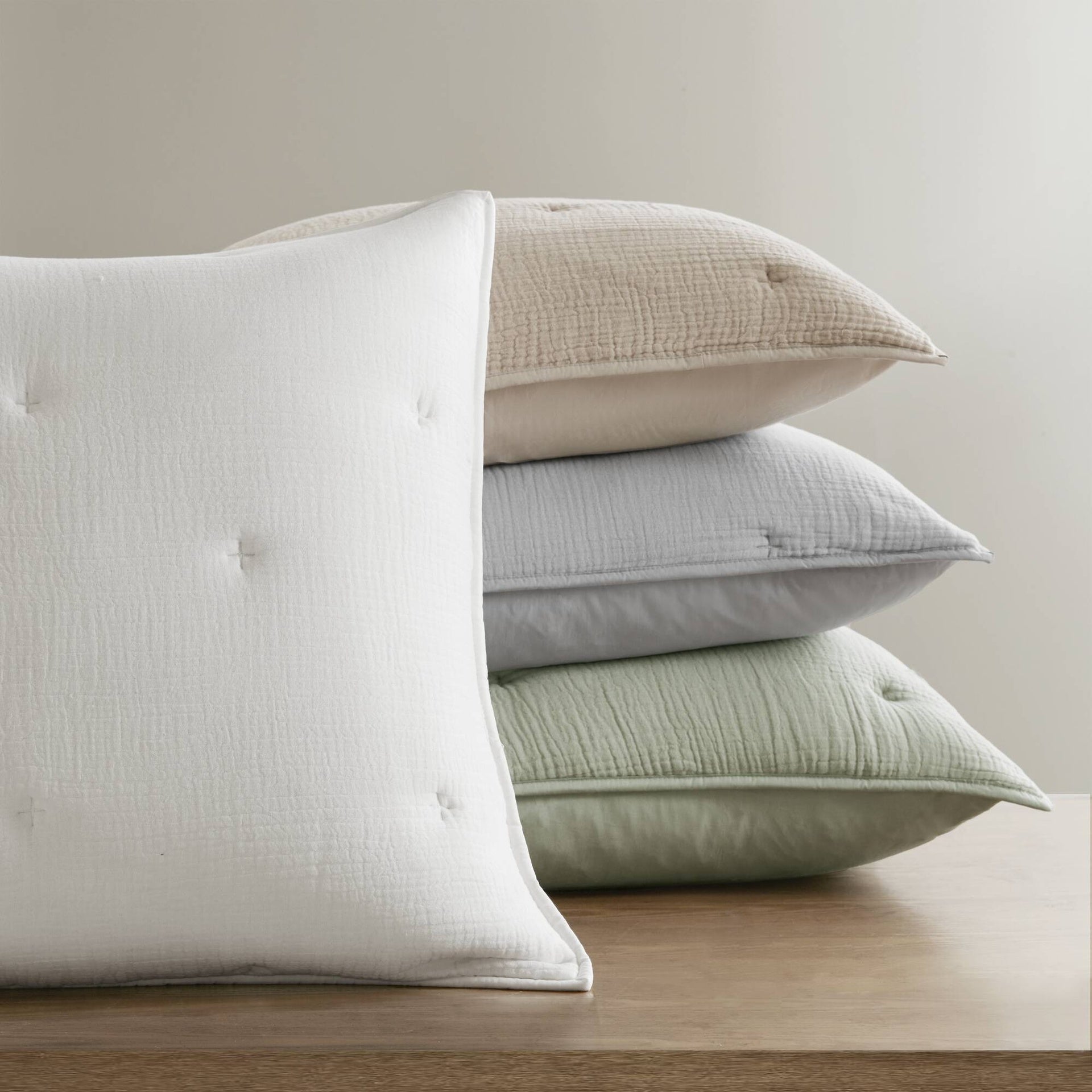 3-Piece Full/Queen Cotton Gauze  Embroidered Quilt Set,Sage