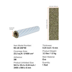 Boat Flooring, EVA Foam Boat Decking 94.5" x 35.4", Non-Slip Self-Adhesive Flooring, 23.2 sq.ft Marine Carpet for Boats, Yacht, Pontoon, Kayak Decking