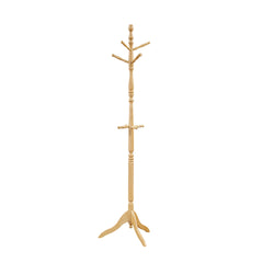 Natural Finish Classic Coat Rack Solid Wood, 10 Hooks Coat Hanger Stand Entryway Home Furniture 1pc