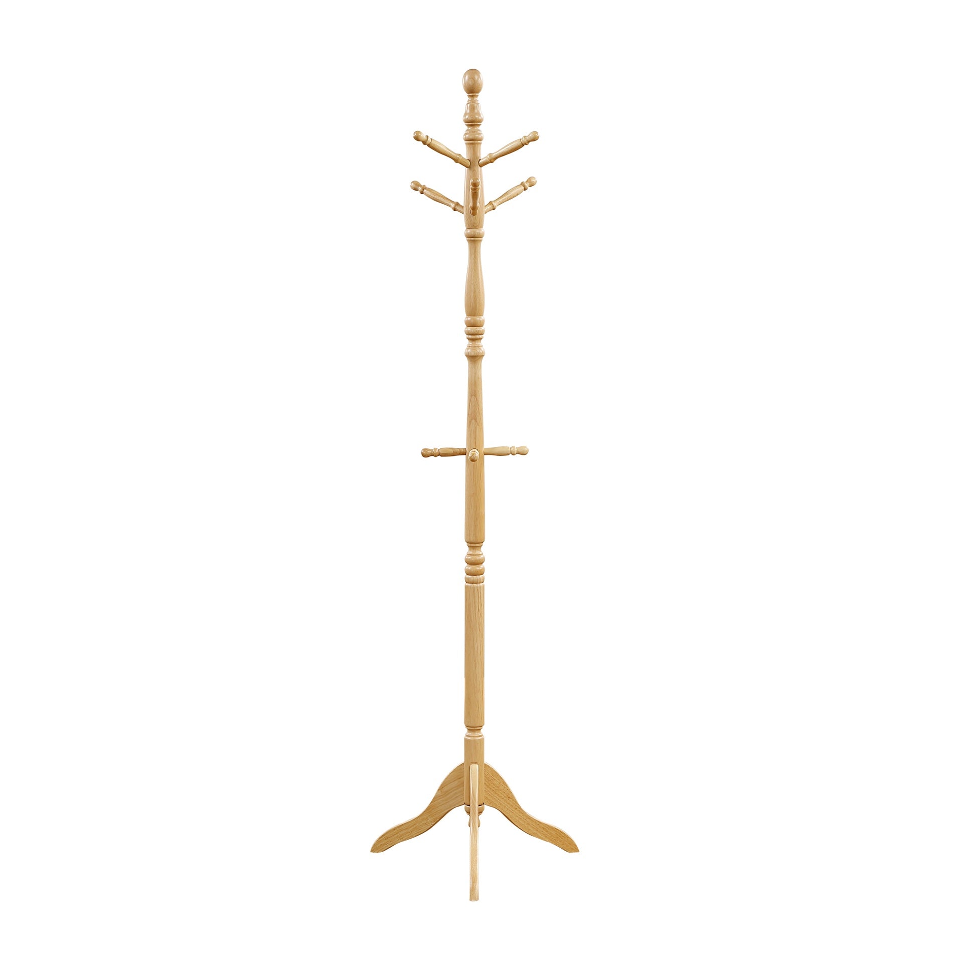 Natural Finish Classic Coat Rack Solid Wood, 10 Hooks Coat Hanger Stand Entryway Home Furniture 1pc