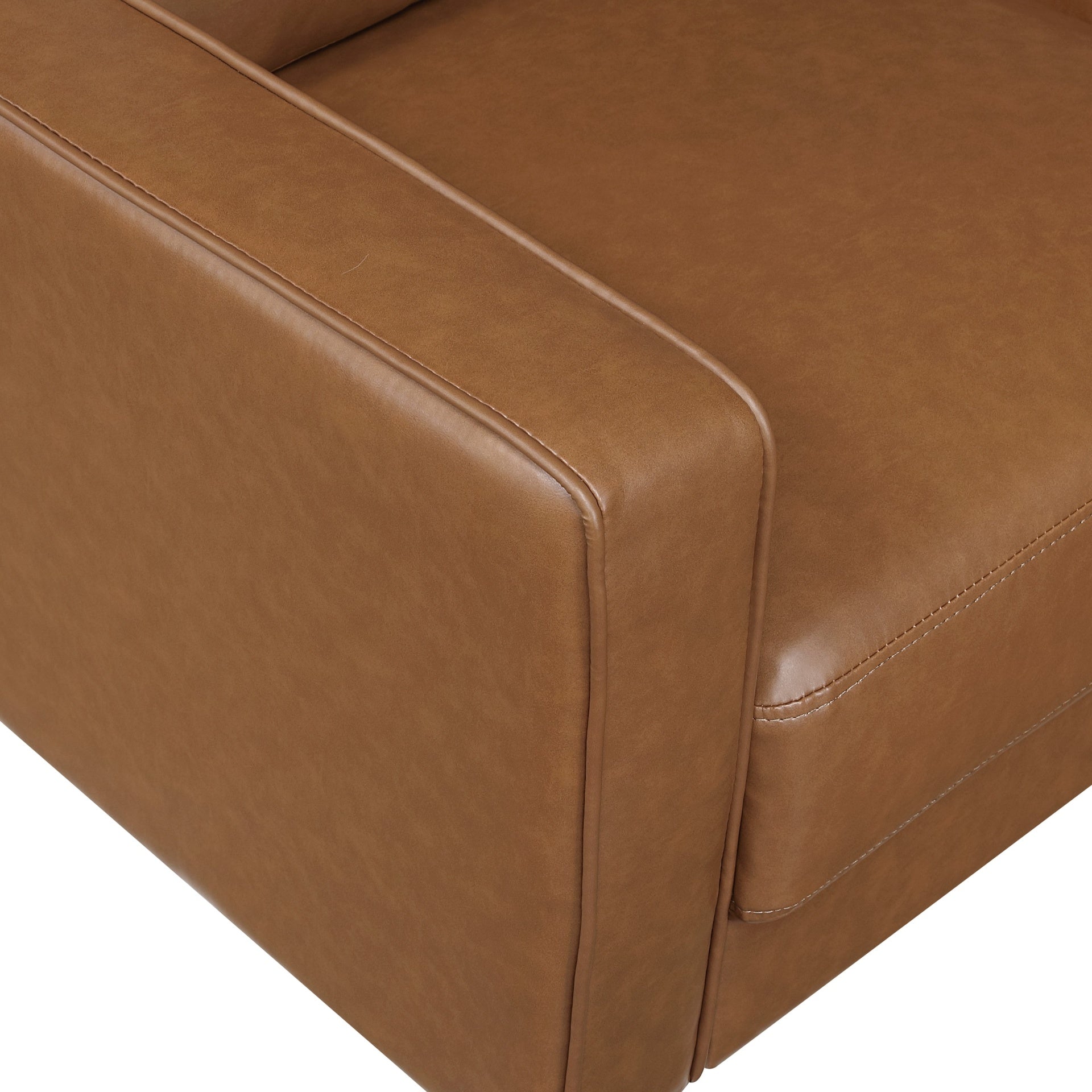 Modern Style Brown Faux Leather Upholstered 3-Seater Sofa Couch Comfortable Cushion Back Seat Solid Wood Living Room Furniture 1pc