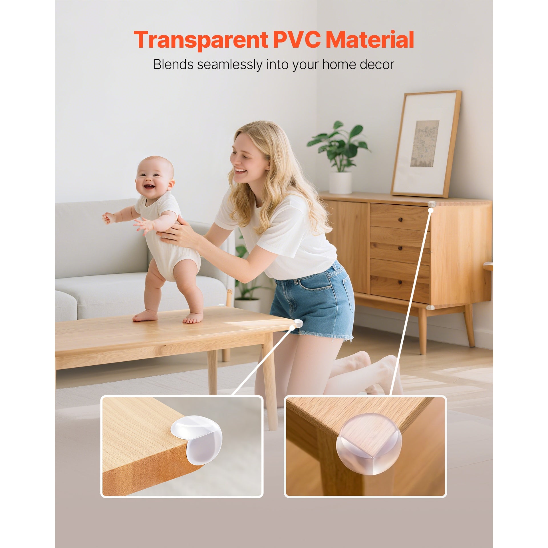 Corner Protectors Baby Proofing, 24 Pack, Clear & Transparent Table Corner Guards Covers for Baby Safety, 1.34-inch Depth, 0.28-inch Thickness, Strong Adhesive, Cushion for Furniture Sharp Edges