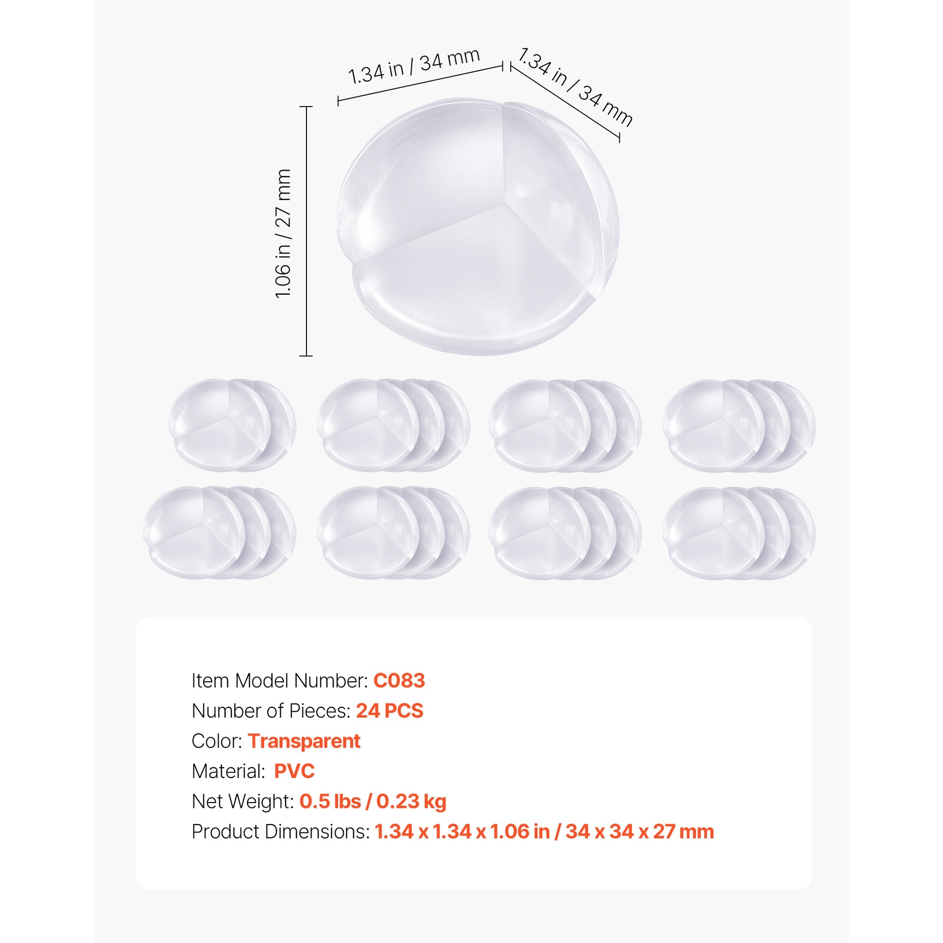 Corner Protectors Baby Proofing, 24 Pack, Clear & Transparent Table Corner Guards Covers for Baby Safety, 1.34-inch Depth, 0.28-inch Thickness, Strong Adhesive, Cushion for Furniture Sharp Edges