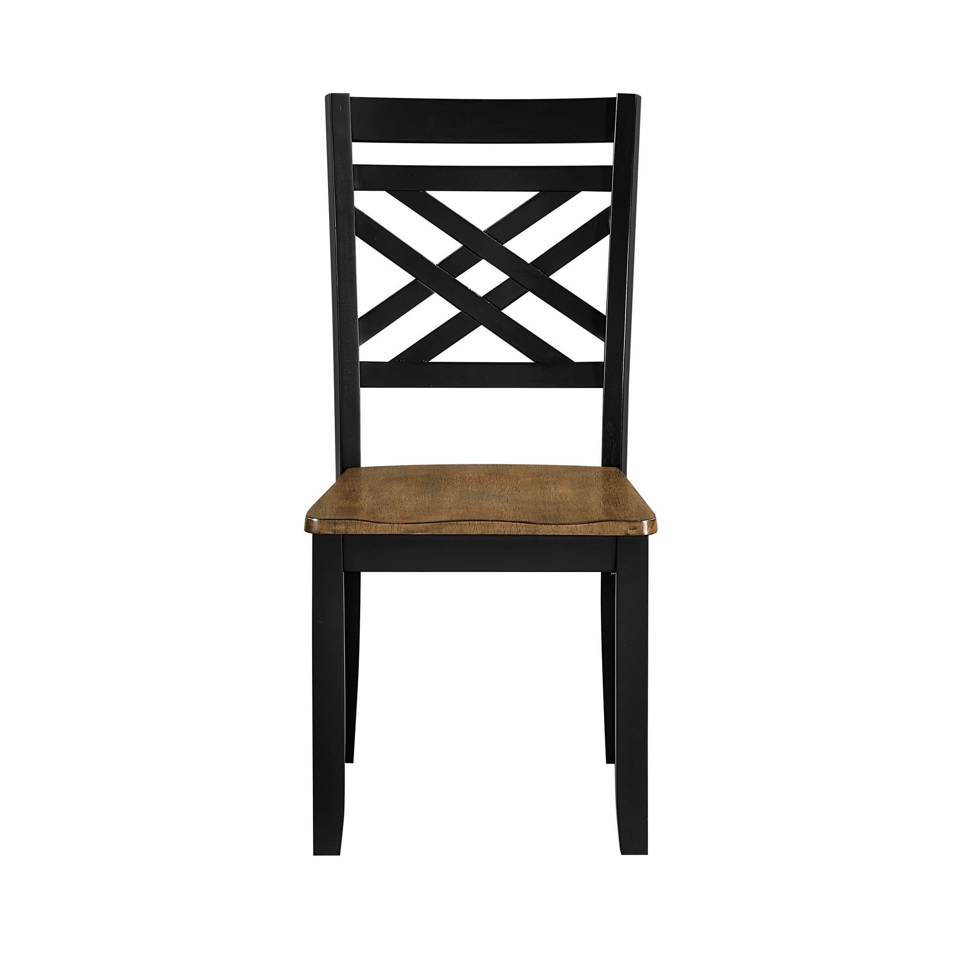 2-Tone Black Brown Finish Dining Chairs Set of 2 Modern Farmhouse Wooden Furniture