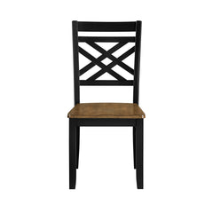 2-Tone Black Brown Finish Dining Chairs Set of 2 Modern Farmhouse Wooden Furniture