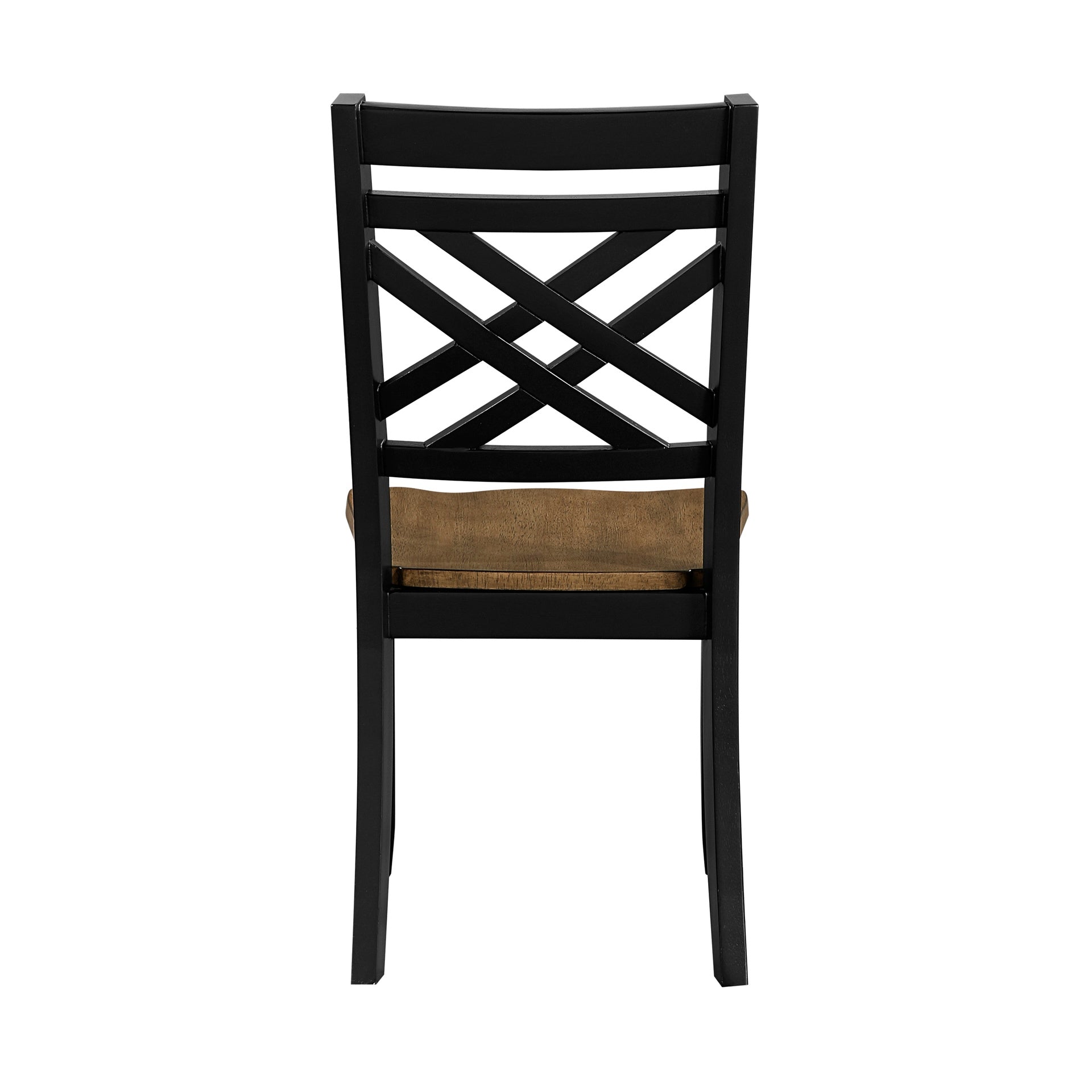2-Tone Black Brown Finish Dining Chairs Set of 2 Modern Farmhouse Wooden Furniture