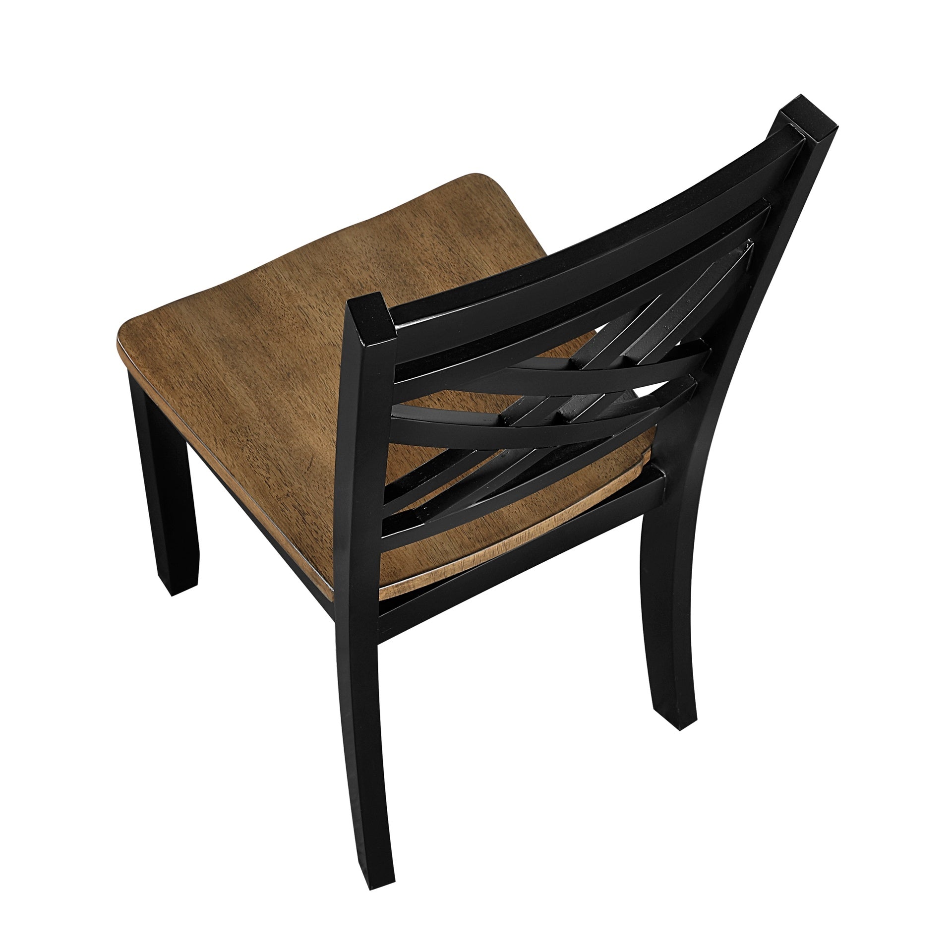 2-Tone Black Brown Finish Dining Chairs Set of 2 Modern Farmhouse Wooden Furniture