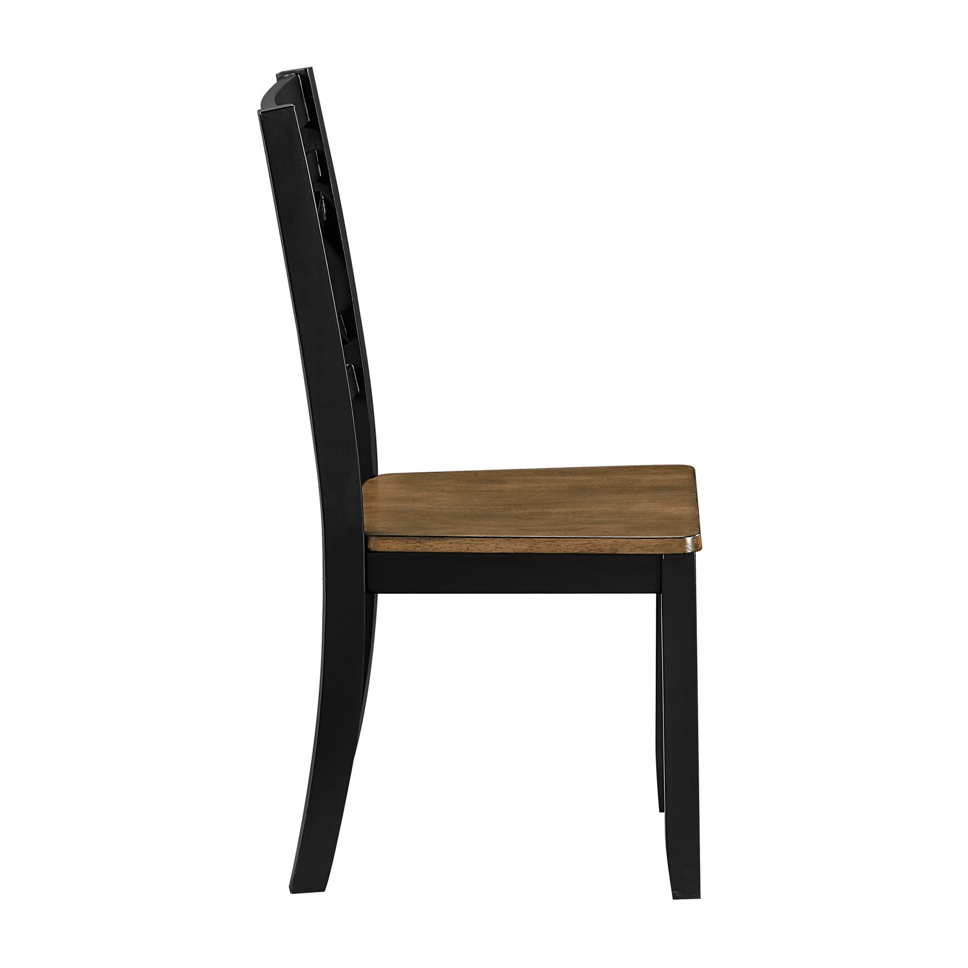 2-Tone Black Brown Finish Dining Chairs Set of 2 Modern Farmhouse Wooden Furniture