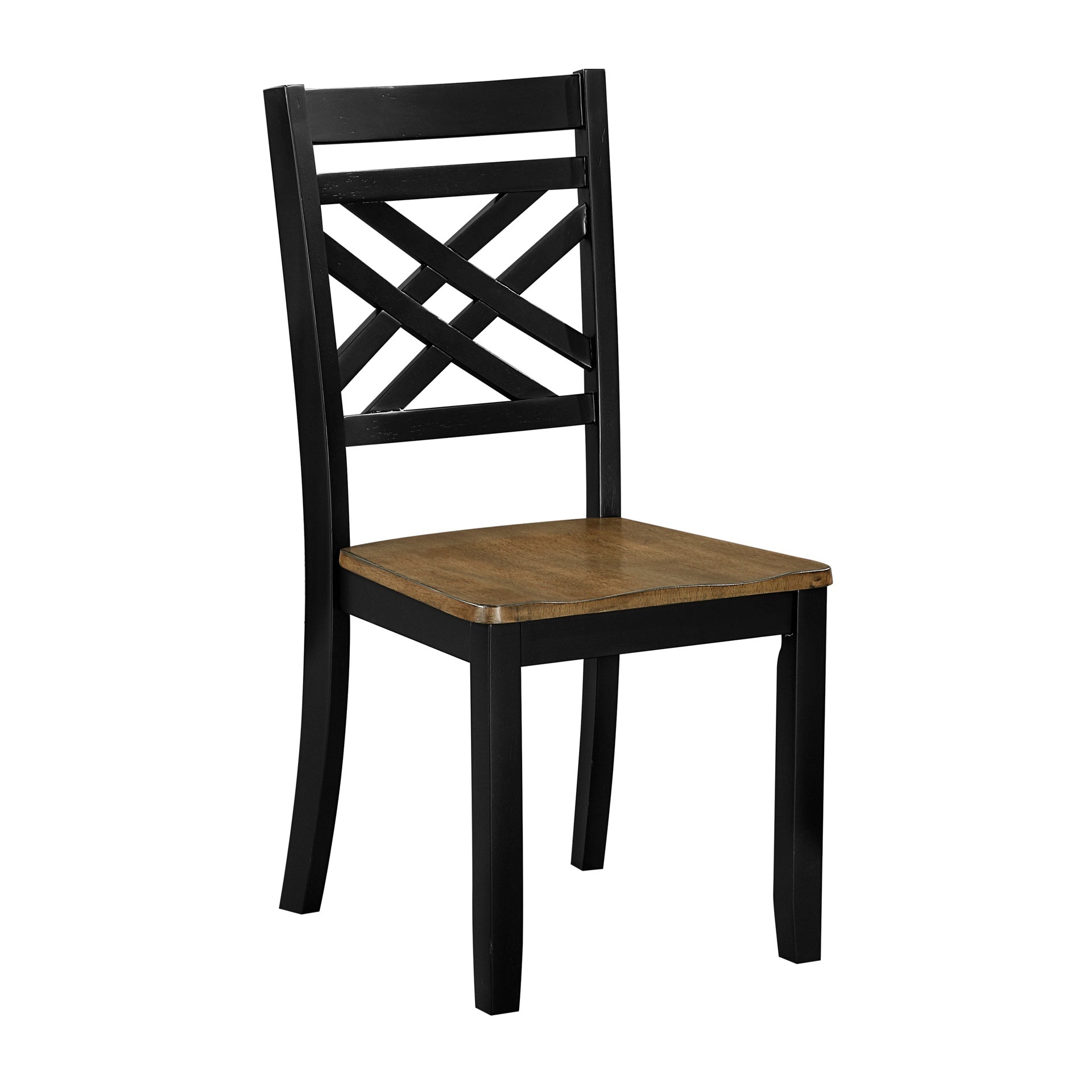 2-Tone Black Brown Finish Dining Chairs Set of 2 Modern Farmhouse Wooden Furniture