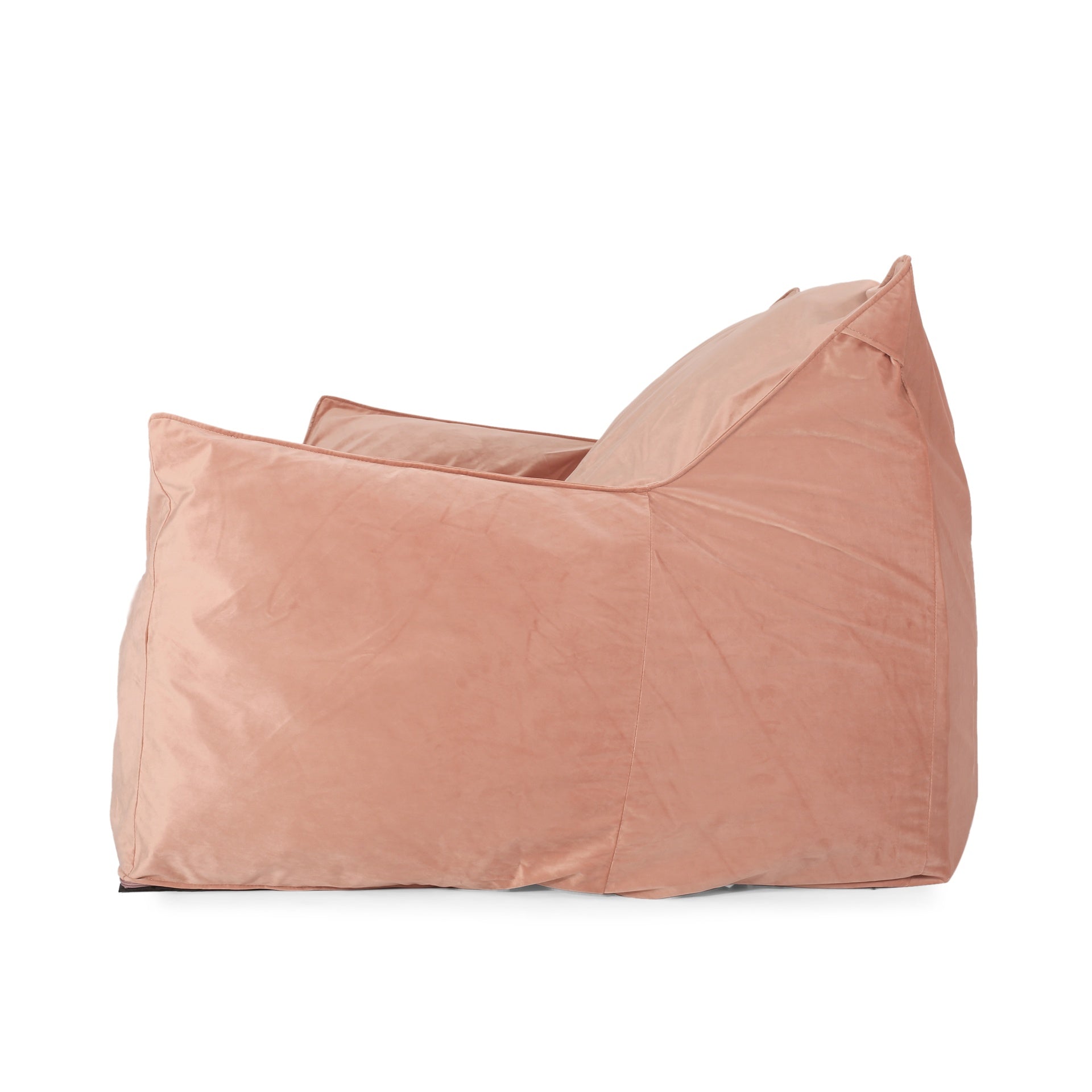 Fila Velveteen 2 Seater Oversized Bean Bag Chair with Armrests, Pink