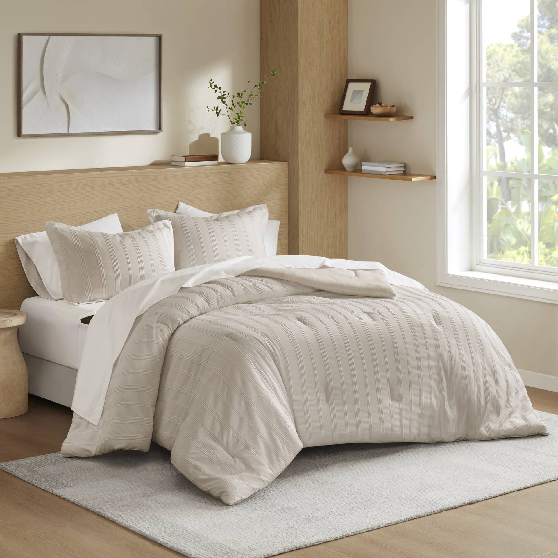 7-Piece Cal King Woven Striped Comforter Set