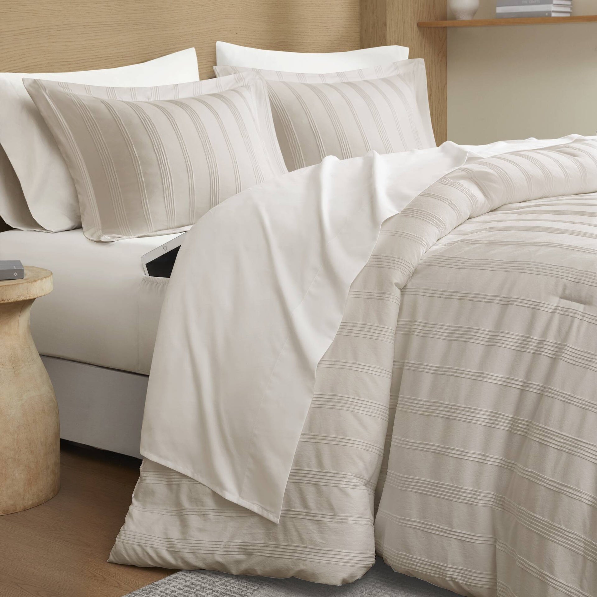 7-Piece Cal King Woven Striped Comforter Set