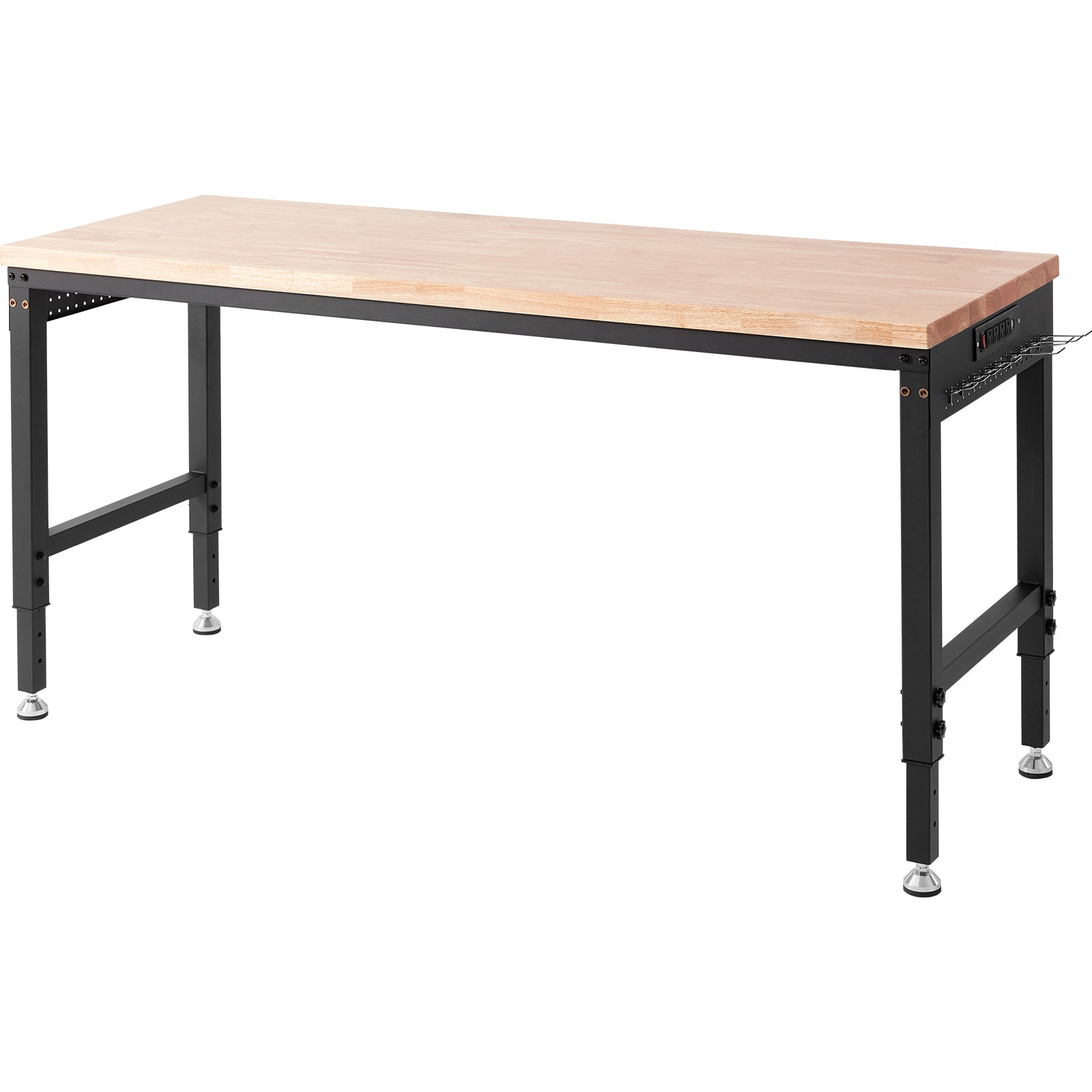 Adjustable Workbench, 72" L X 25" W Garage Worktable with Universal Wheels, 28-39.5" Heights & 3000 LBS Load Capacity, with Power Outlets & Hardwood Top & Storage & Foot Pads, for Office Home