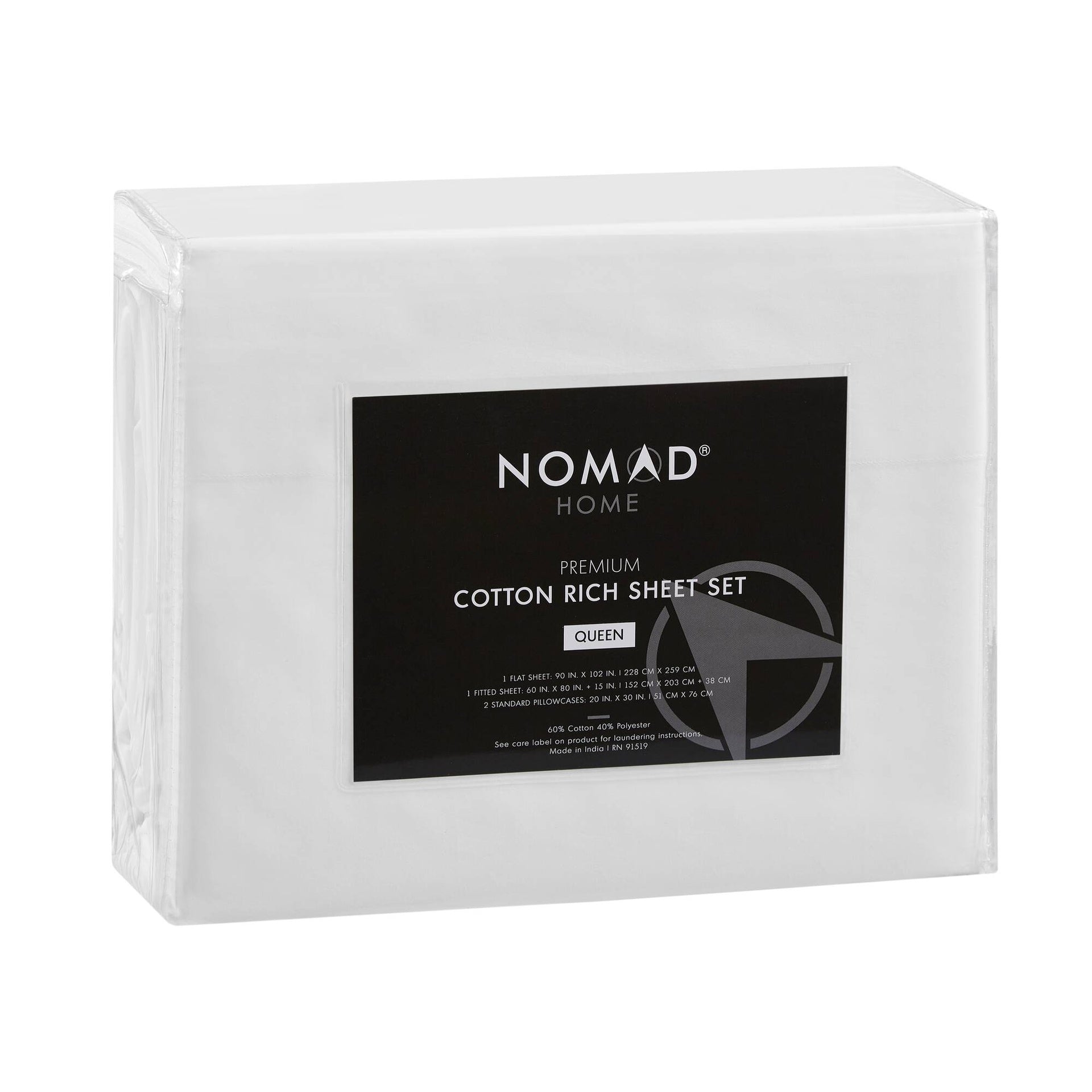 4-Piece King Premium Cotton Rich Sheet Set, White