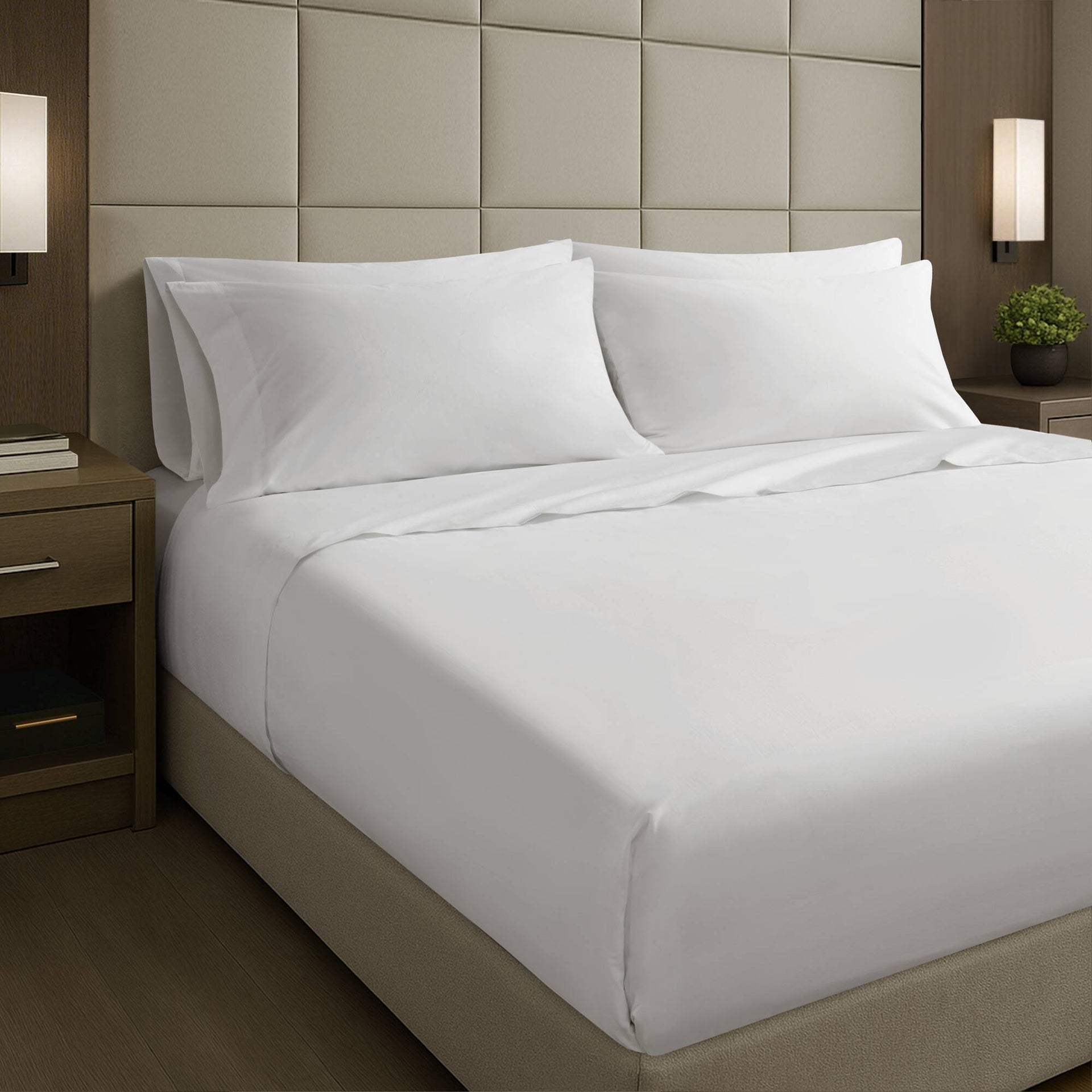 4-Piece King Luxury Cotton Sheet Set, White