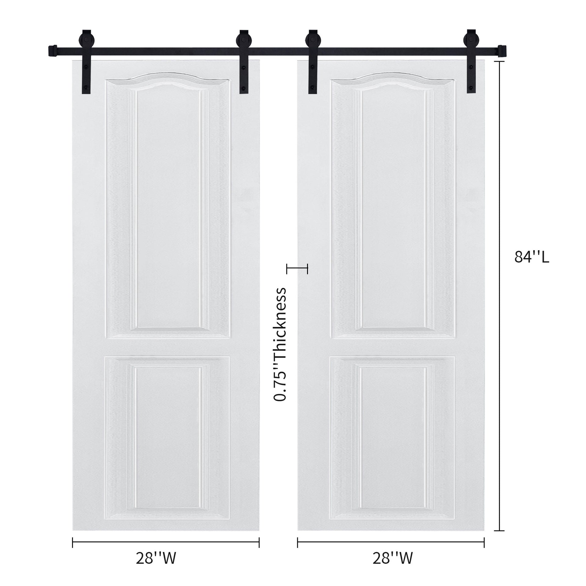 Dual CNC crafted modern door 3/4" thick 56 in. x 84 in. MDF White Barn Sliding Door With Hardware kit