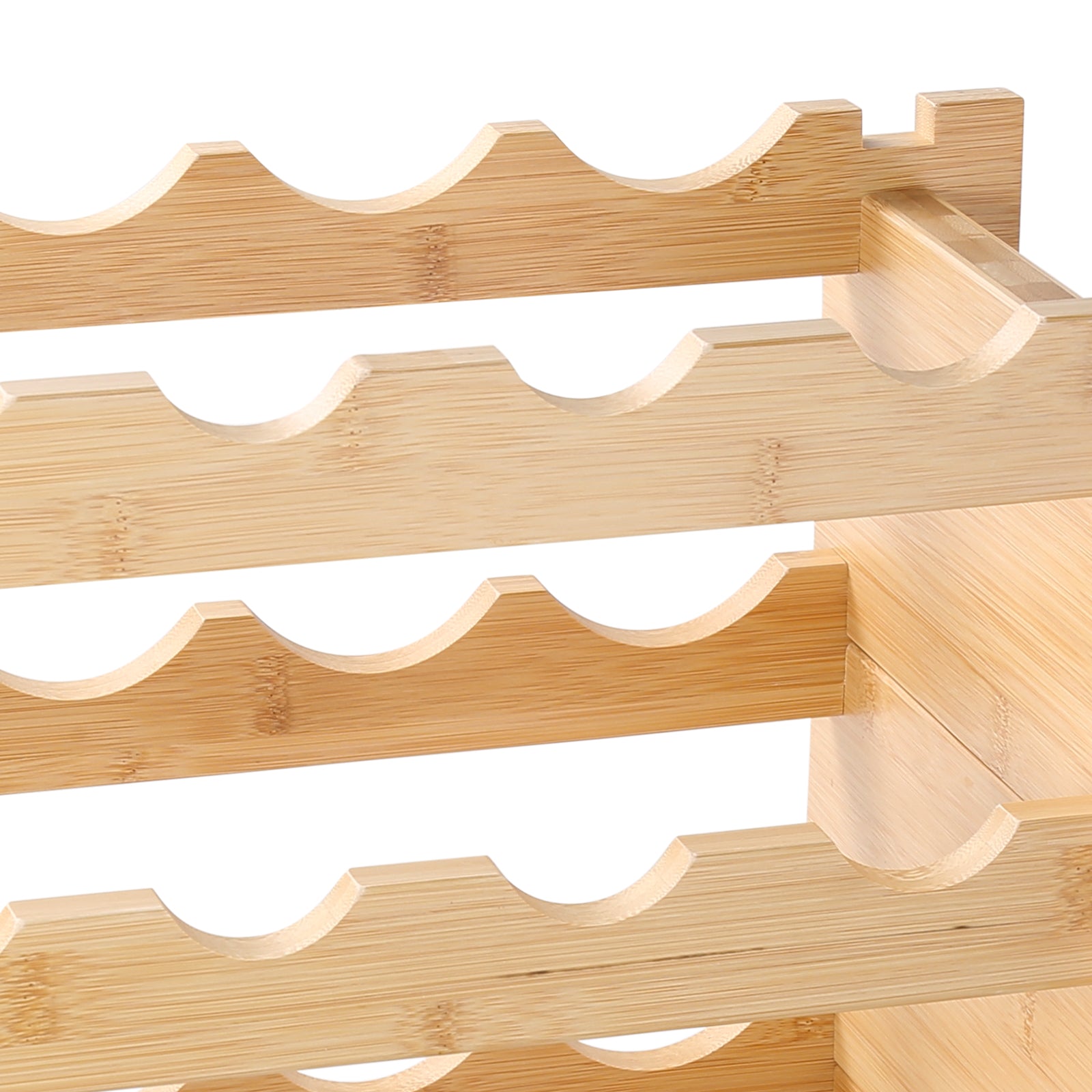 48 Bottle Stackable Modular Wine Rack Bamboo Wood Display Shelf 6-Tier