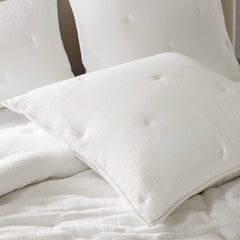 3-Piece King Cotton Gauze  Embroidered Quilt Set,White