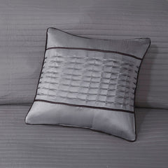 6 Piece Reversible Jacquard Quilt Set with Throw Pillows Grey/Taupe King/Cal King