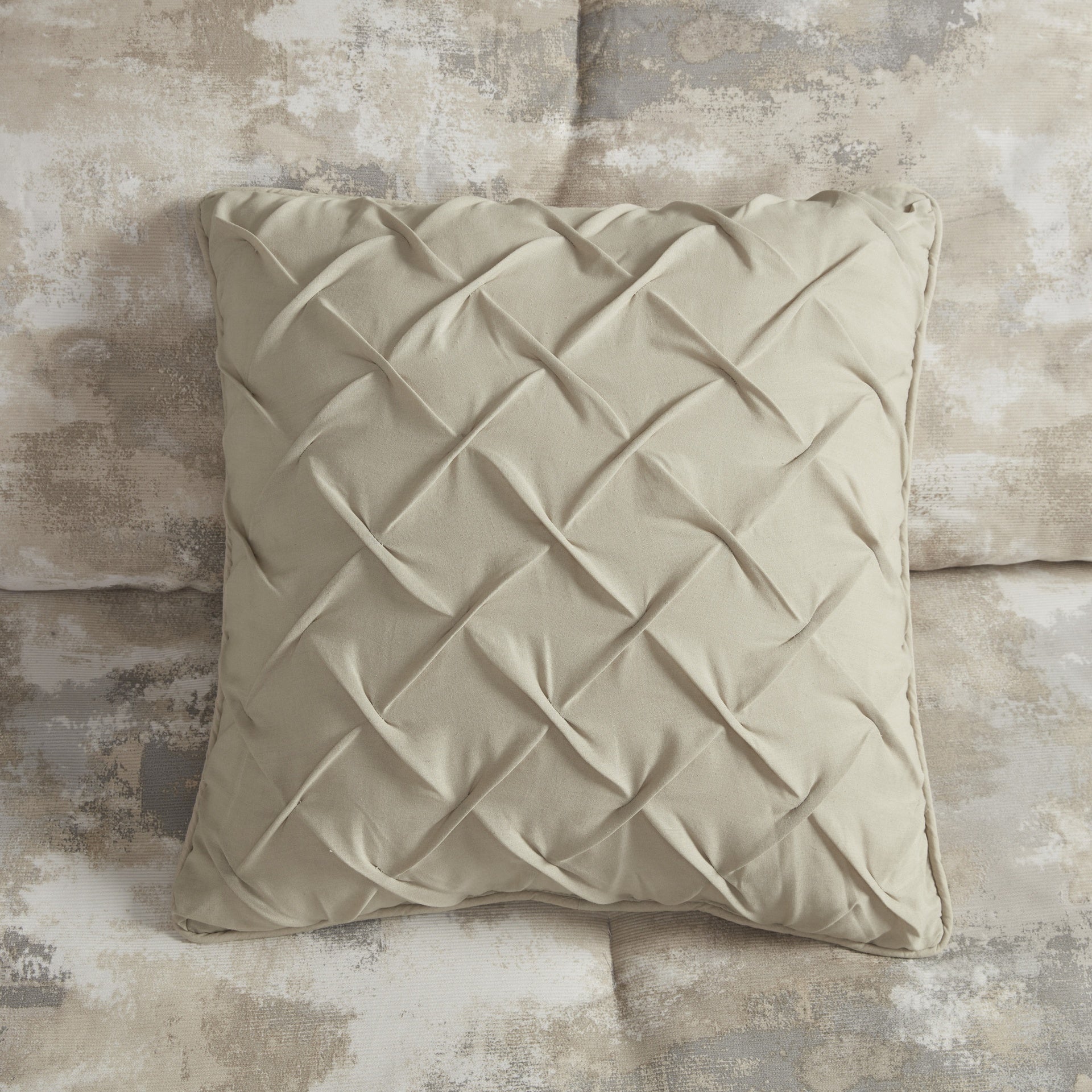7 Piece Textured Cotton Blend Comforter Set Gray Queen