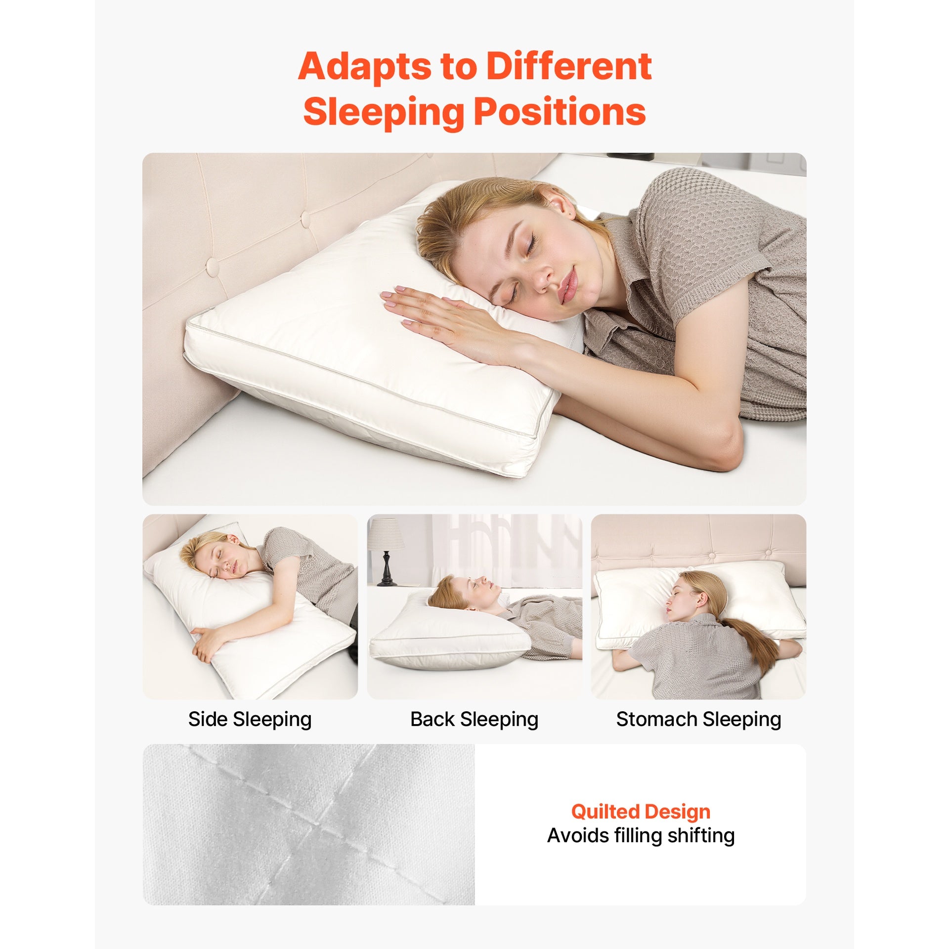 Bed Pillows for Sleeping, Set of 2, Queen Size Luxury Quality Hotel Pillows with Original Down Alternative Filling, Supportive and Fluffy, Bedding for Back, Stomach and Side Sleepers, White
